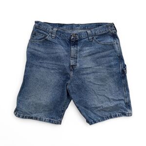Wrangler Denim Shorts Mens 38 Blue Carpenter Straight Baggy Jorts Y2K